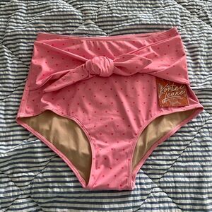 Kortni Jeane Medium Tie-Up-Front Bottoms Pink Hearts NWT